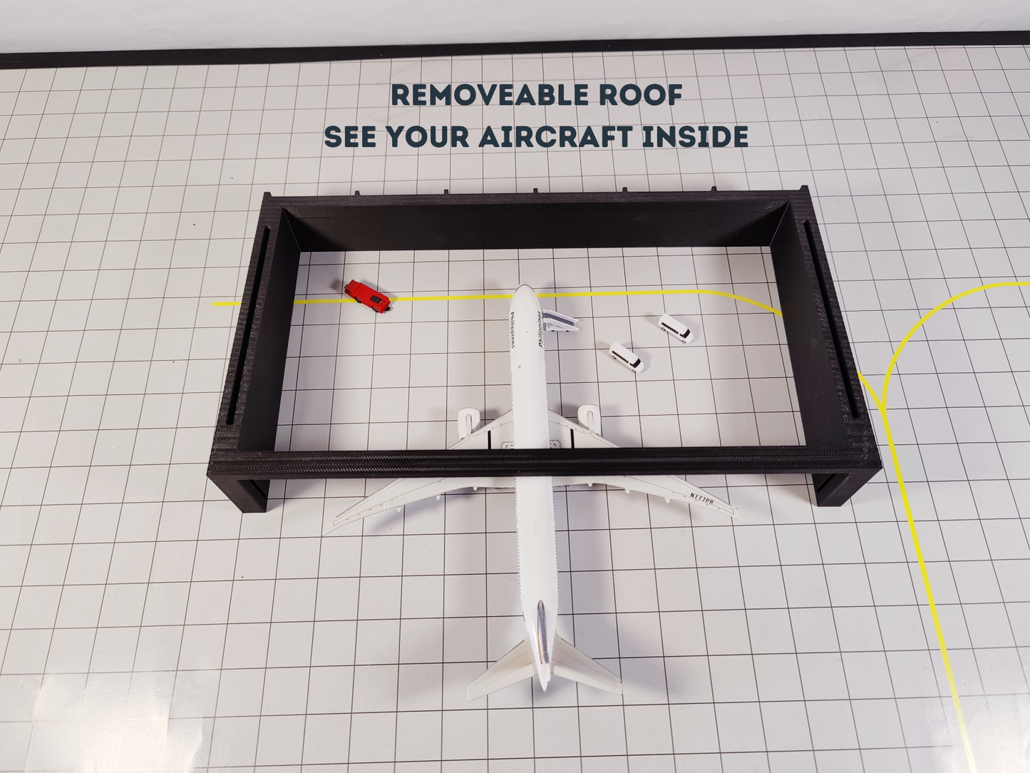 Black Large Aircraft Hangar Maintenance Building Airport Model 1:400 Scale