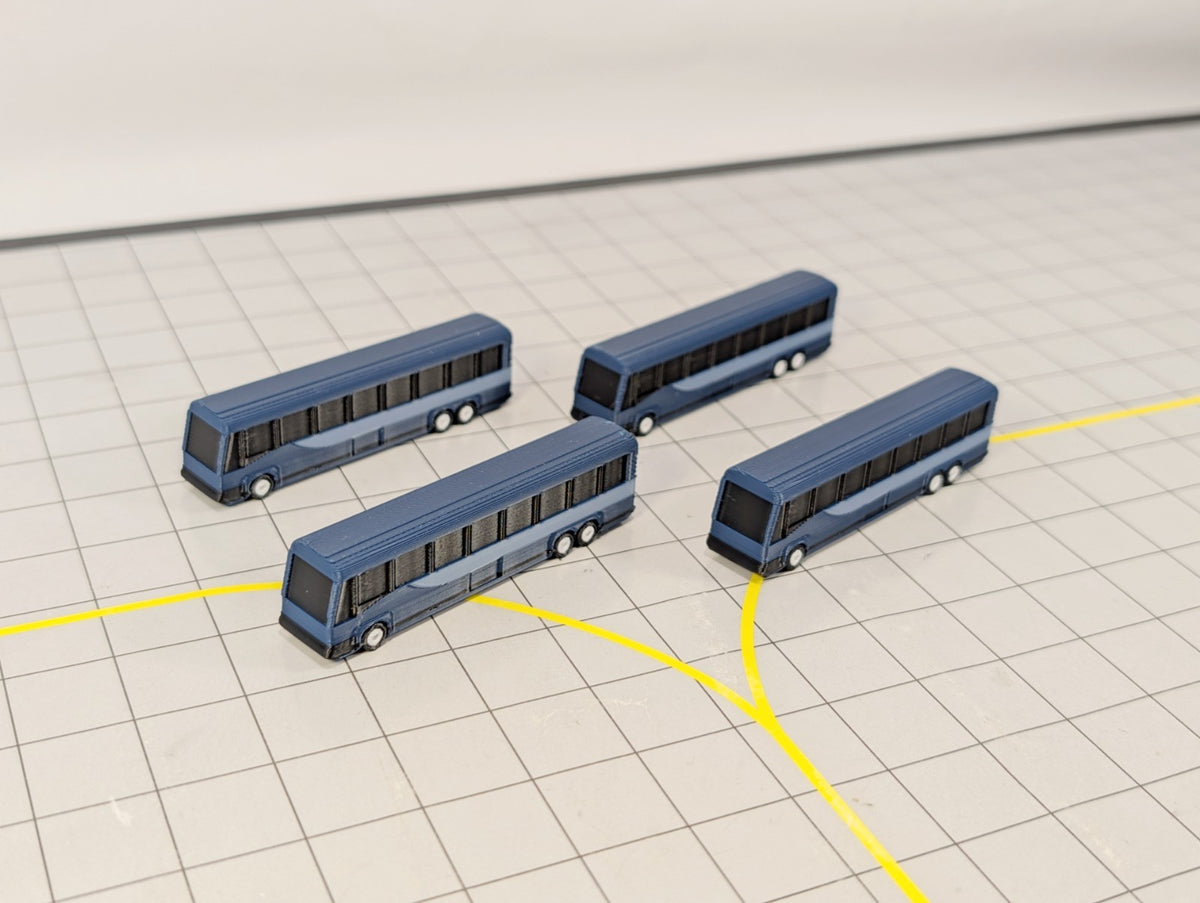 4x Greyhound Bus/Coach US style Airport GSE Vehicle Models 1:200 Scale Diorama
