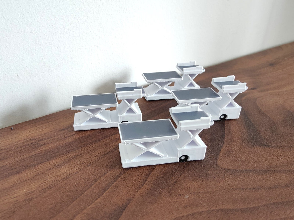 4x White Cargo ULD Container High Loader Lift GSE Airport Vehicles 1:200 Scale