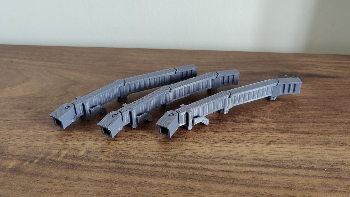 3x Narrow Body Jet Air Bridge Gates Grey/White/Black 1:400 Scale Airport Diorama