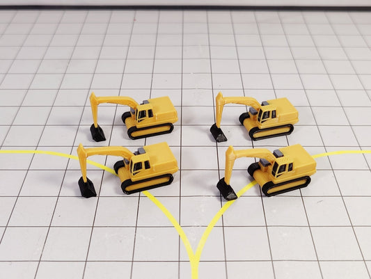 4x Excavator Diggers Airport Construction Site GSE Vehicle Models 1:200 Scale