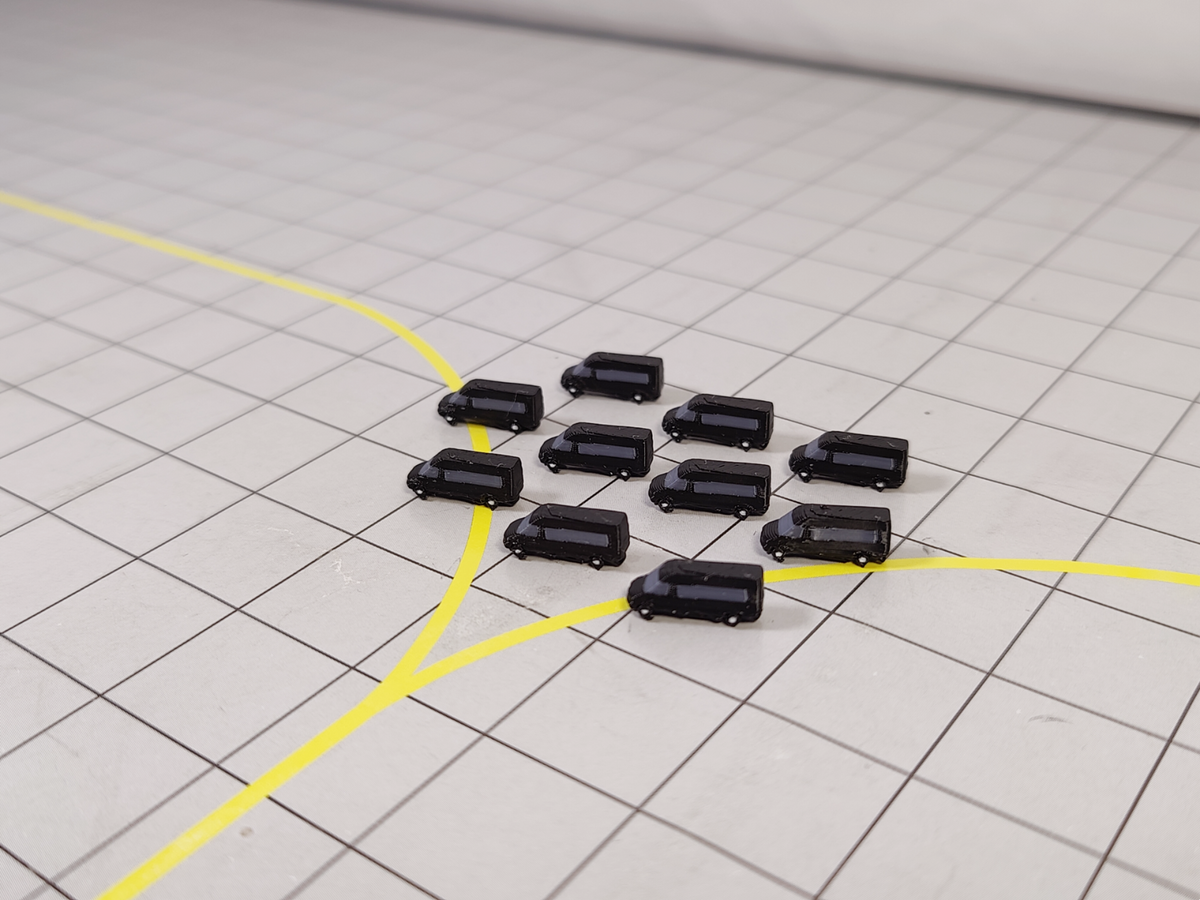 10x Black Airport VIP/Crew Minibuses/Vans Vehicles Models 1:500 Scale Diorama