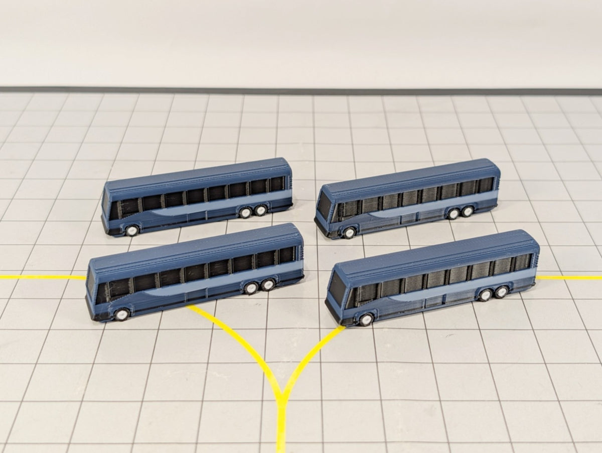 4x Greyhound Bus/Coach US style Airport GSE Vehicle Models 1:200 Scale Diorama
