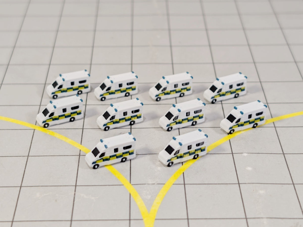 Ambulances (10x White) GSE Airport Emergency Vehicles Scenery Models 1:400 Scale