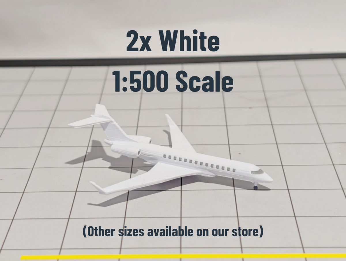 2x Bombardier Global 7500 Business Private Jet Models 1:500 Scale Diorama