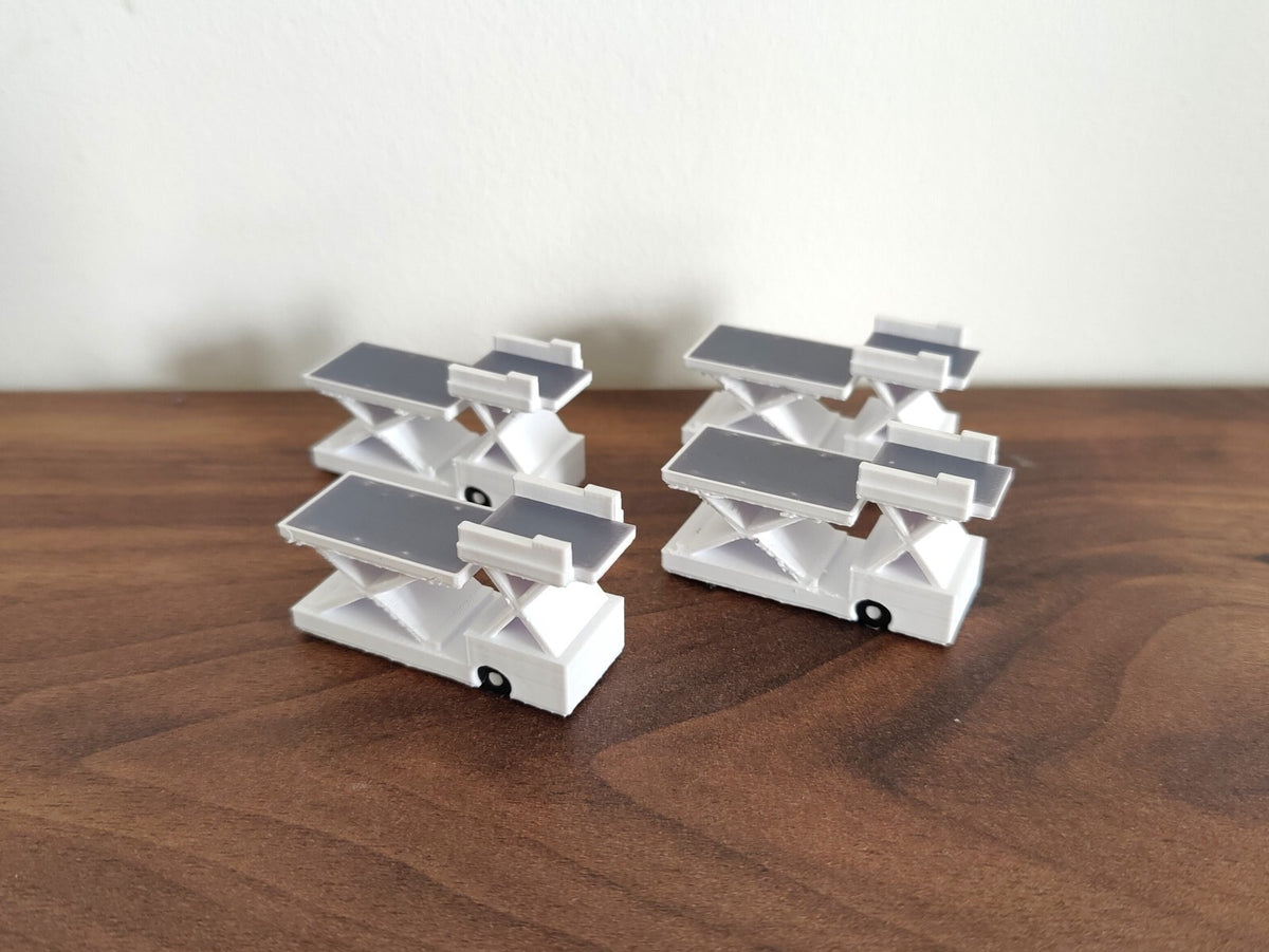 4x White Cargo ULD Container High Loader Lift GSE Airport Vehicles 1:200 Scale
