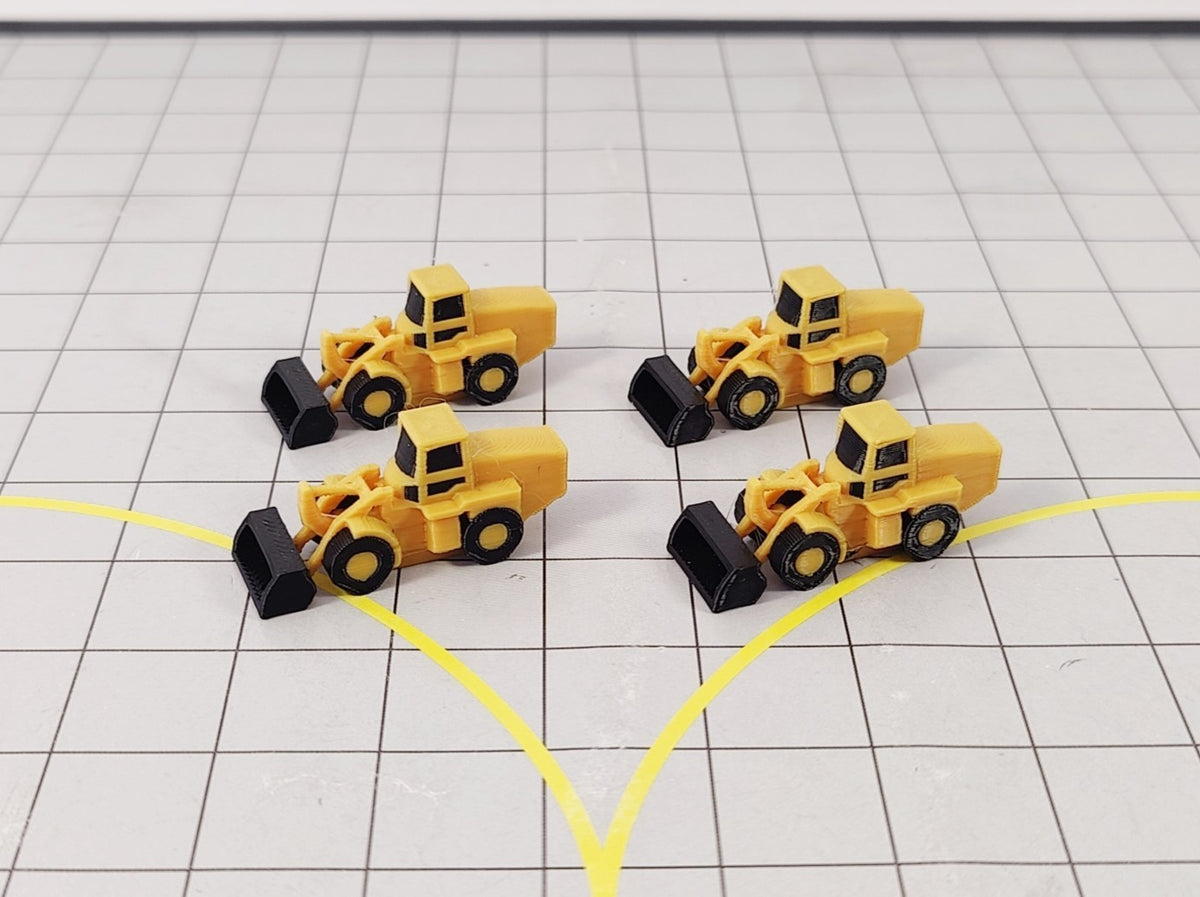 4x Front Loader Diggers Airport Construction Site GSE Scenery Models 1:200 Scale