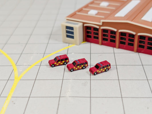 Fire Responder Cars (x10) Airport GSE Emergency Vehicles 1:400 Scale Scenery