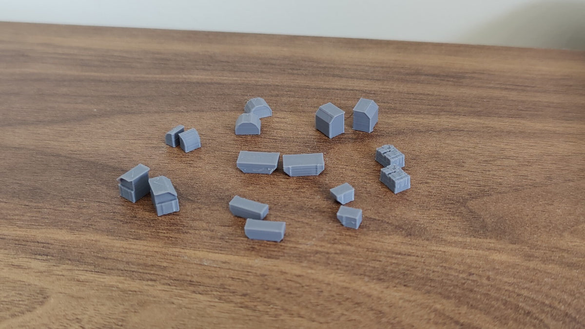 16x Set of ULD Aircraft Containers Grey/Black/White 1:400 Scale Airport Diorama