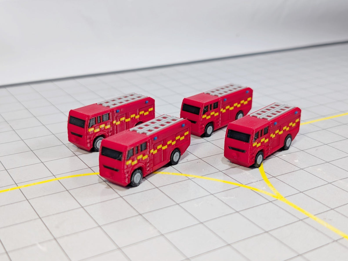 Fire Trucks (x4) Airport GSE Emergency Rescue MPRV Vehicles 1:200 Scale Scenery