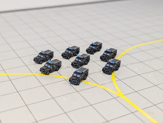 SWAT Police Armoured Vehicle/Truck (x8) Airport GSE Vehicles 1:500 Scale Scenery