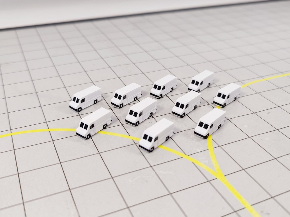 10x Courier Delivery Step Vans US Style Airport GSE Vehicles 1:400 Scale