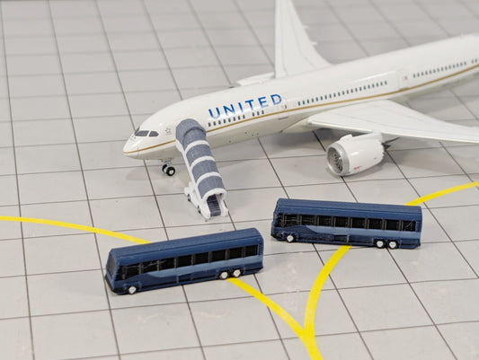 6x Bus/Coach US Greyhound style Airport GSE Vehicle Models 1:400 Scale Diorama