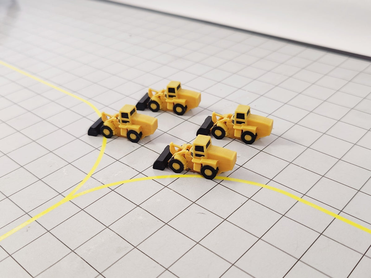 4x Front Loader Diggers Airport Construction Site GSE Scenery Models 1:200 Scale