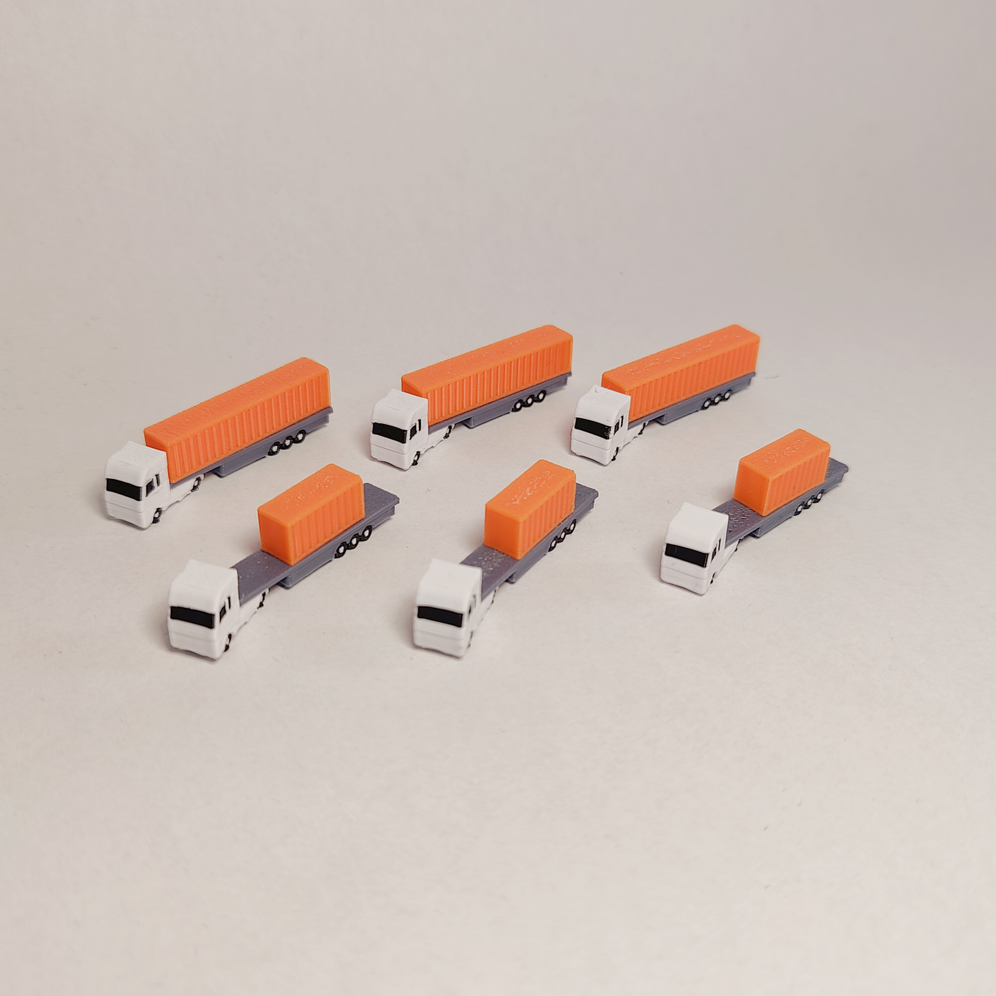 6x Orange Articulated Container Truck/Lorry Airport GSE Vehicle 1:400 Scale Models