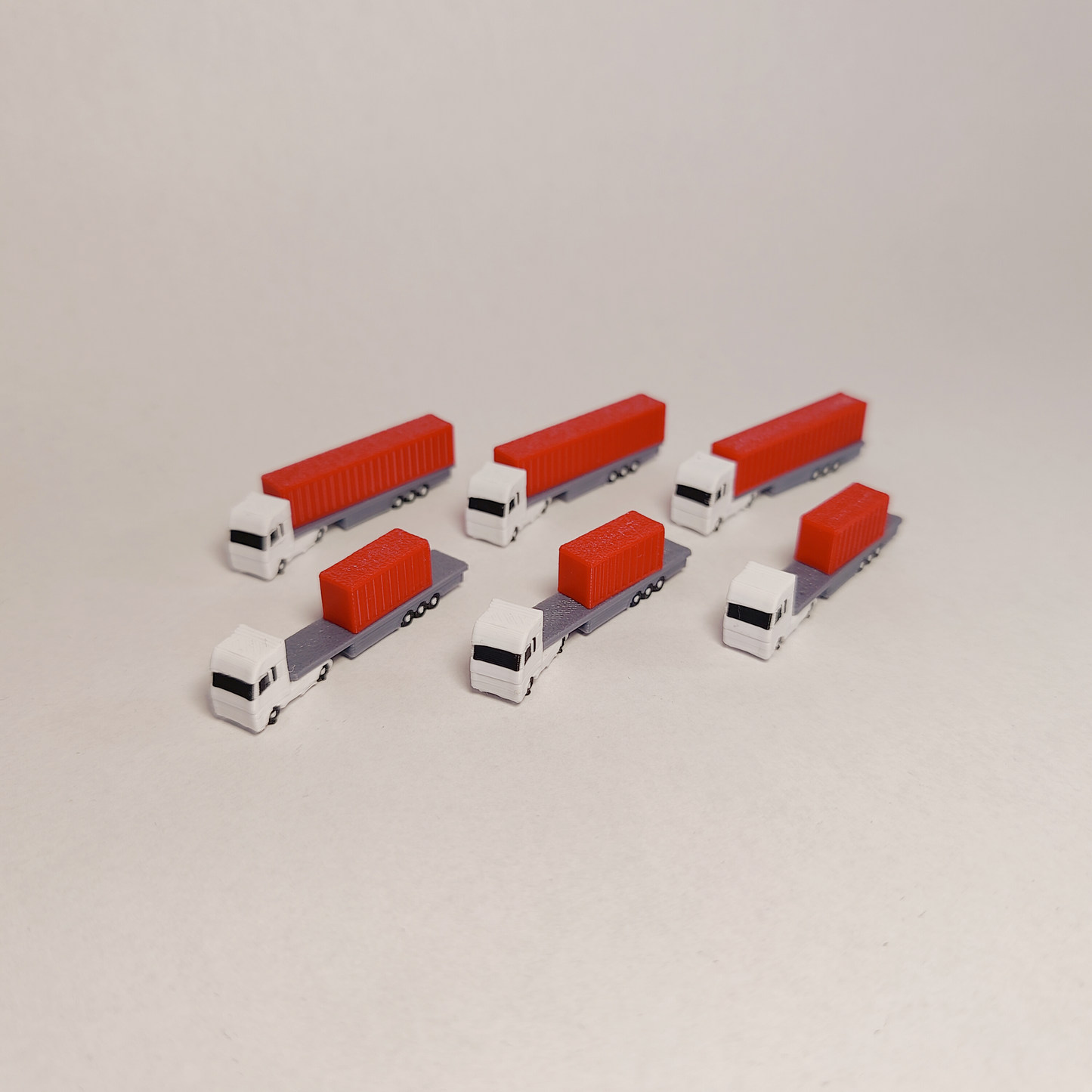 6x Red Articulated Container Truck/Lorry Airport GSE Vehicle 1:400 Scale Models