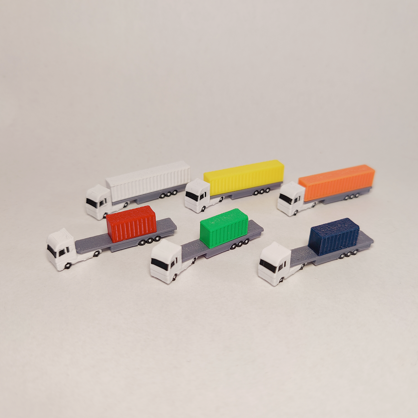 6x Orange Articulated Container Truck/Lorry Airport GSE Vehicle 1:400 Scale Models