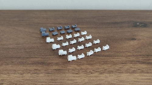6x Dolly Tug + Trailers Airport GSE Ground Service Equipment 1:400 Scale Diorama (Blank)