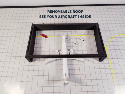 Black Large Aircraft Hangar Maintenance Building Airport Model 1:400 Scale