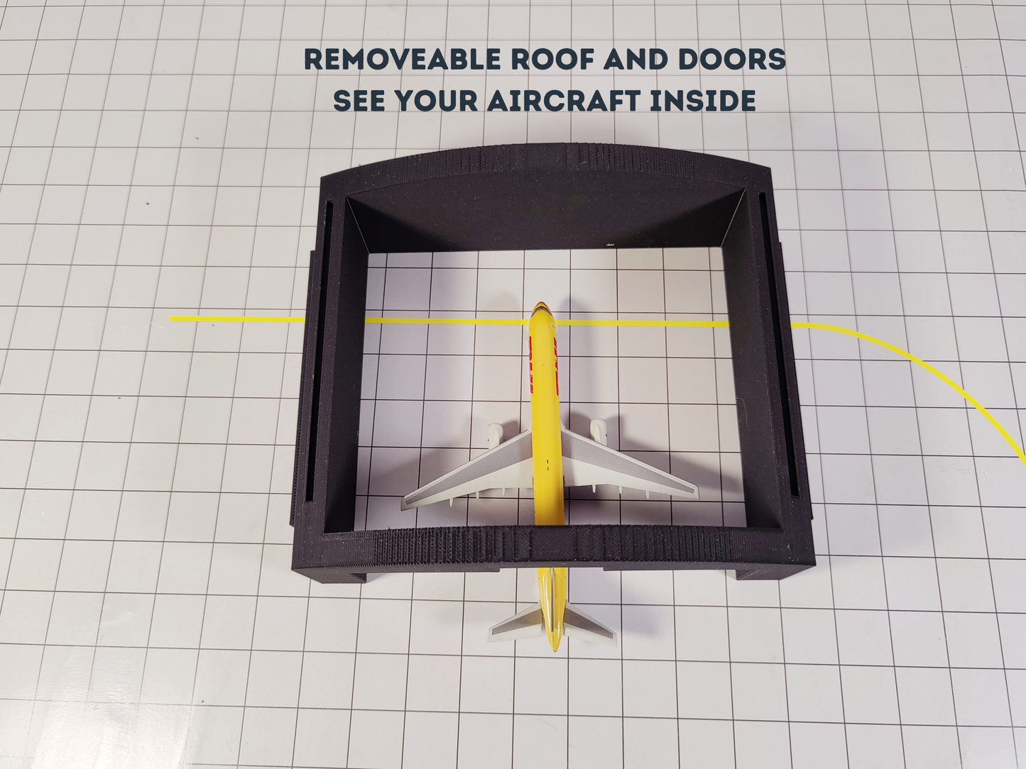 Black Curved Aircraft Hangar Maintenance Building Airport Model 1:400 Scale