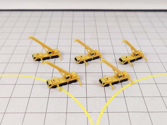 5x Crane Truck Airport Construction Site GSE Vehicle Models 1:500 Scale Scenery