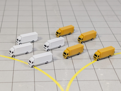 Rigid Trucks (x8) Airport Cargo Lorry GSE Vehicles 1:500 Scale Scenery Diorama