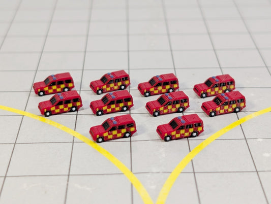 Fire Responder Cars (x10) Airport GSE Emergency Vehicles 1:400 Scale Scenery