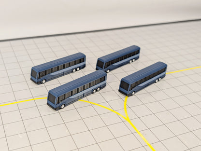 4x Greyhound Bus/Coach US style Airport GSE Vehicle Models 1:200 Scale Diorama
