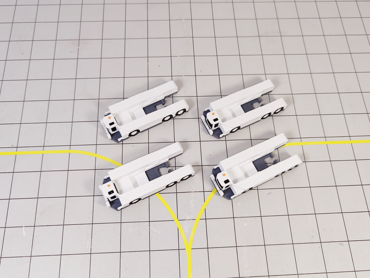 Aircraft Pushback Tugs (4x Twin Axle) Airport GSE White Models 1:200 Diorama