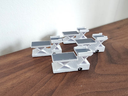 4x White Cargo ULD Container High Loader Lift GSE Airport Vehicles 1:200 Scale