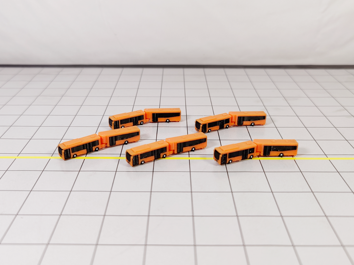 5x Airport Car Park Articulated Bendy Buses GSE 1:400 Scale Vehicle Models