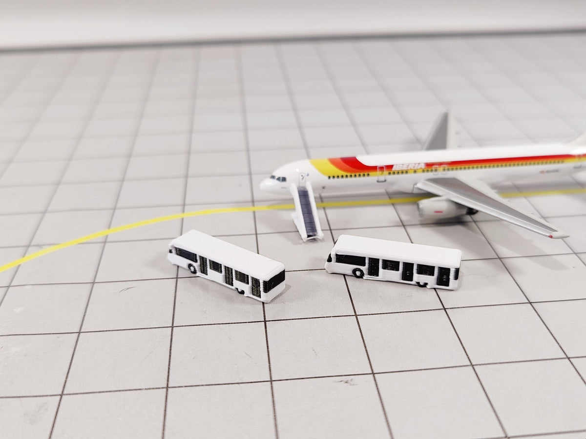 8x White Airport Bus Set GSE Ground Service Vehicle Models 1:500 Scale Scenery