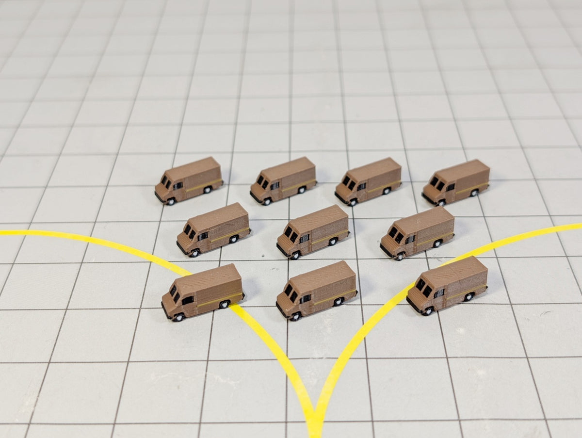 10x Courier Delivery Step Vans US Style Airport GSE Vehicles 1:400 Scale