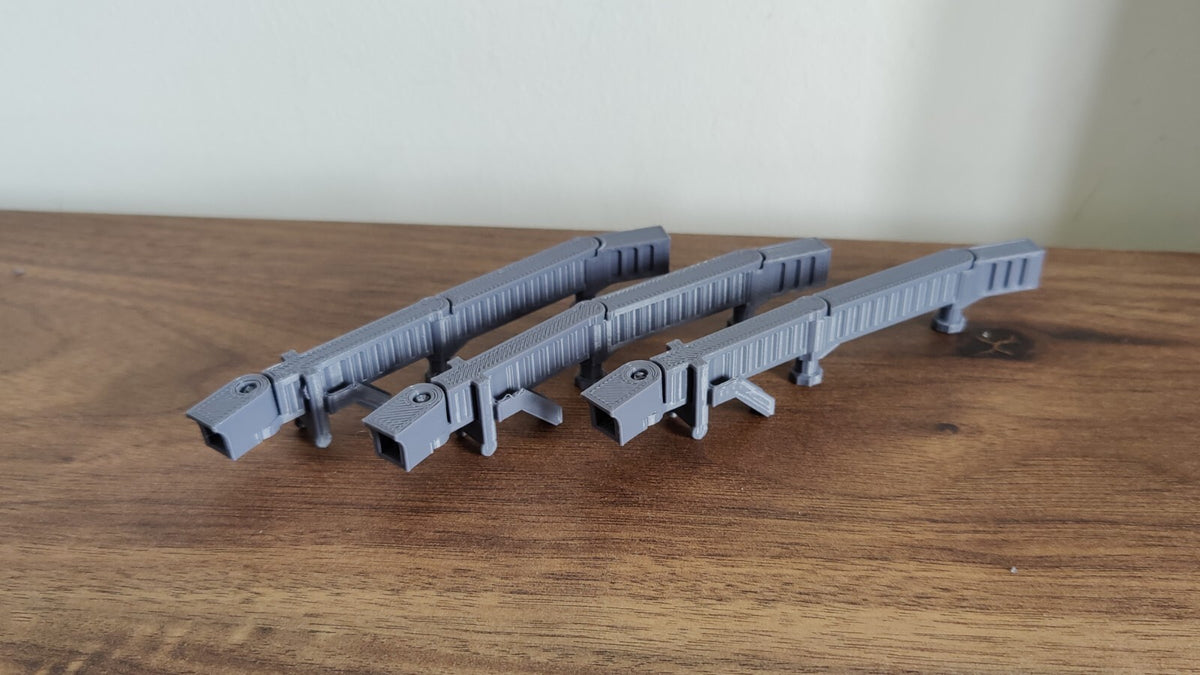 3x Narrow Body Jet Air Bridge Gates Grey/White/Black 1:400 Scale Airport Diorama