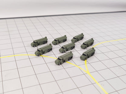 8x REFUELLING FUEL TRUCKS US Style Airport GSE Service Vehicles 1:400 Scale - Military Green