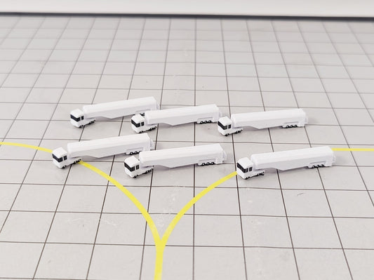 6x White Fuel Tanker/Bowser Trucks (Rotating) Airport GSE Vehicles 1:500 Scale