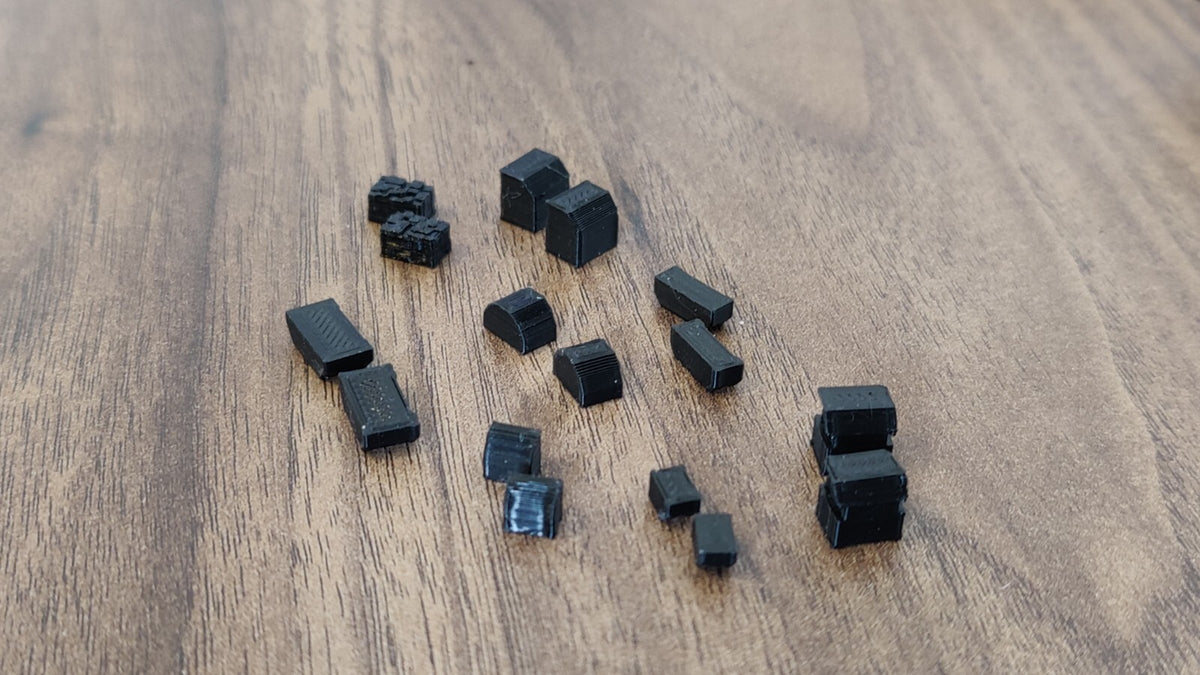 16x Set of ULD Aircraft Containers Grey/Black/White 1:400 Scale Airport Diorama