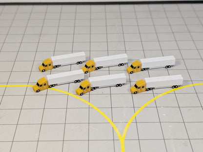 6x Yellow Trucks Airport GSE Vehicles 1:500 Scale Diorama (US style - Rotating)