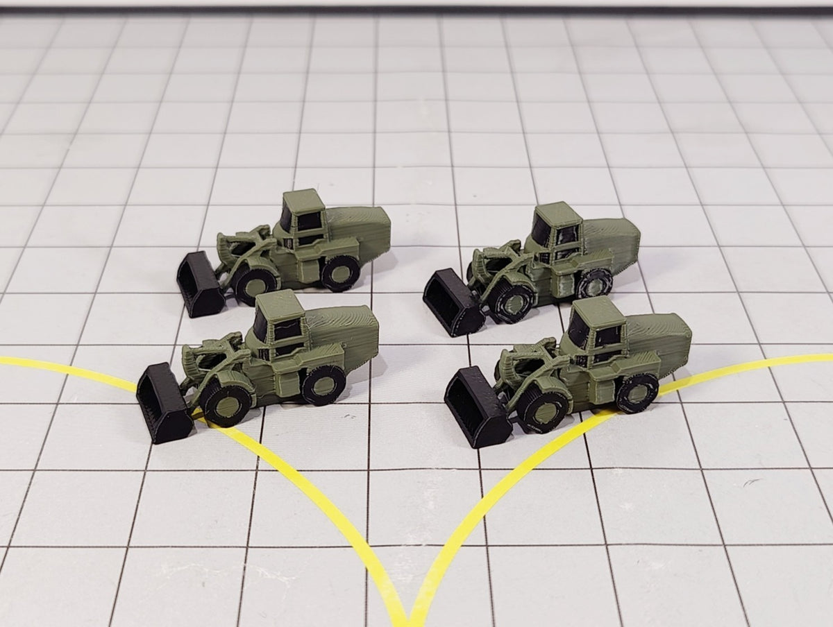 4x Front Loader Diggers Airport Construction Site GSE Scenery Models 1:200 Scale