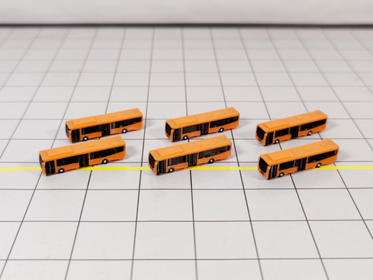 Airport Car Park Buses (6x Orange Models) GSE 1:400 Diorama Aircraft Vehicle Set