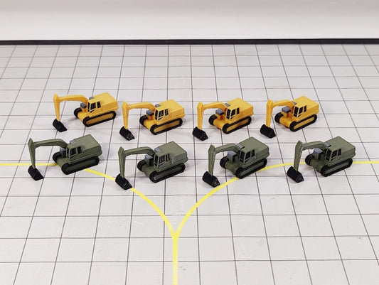 4x Excavator Diggers Airport Construction Site GSE Vehicle Models 1:200 Scale