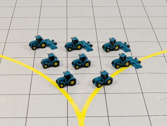 Tractors & Grass Cutting Trailer (x8) 1:500 Scale Airport GSE Vehicle Models