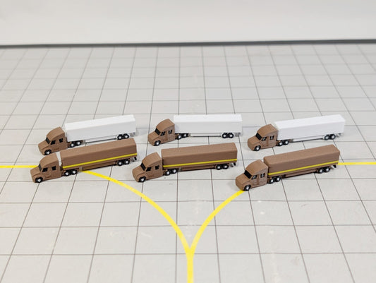 6x Brown Trucks US style Airport GSE Vehicles 1:400 Scale Diorama (Rotating)