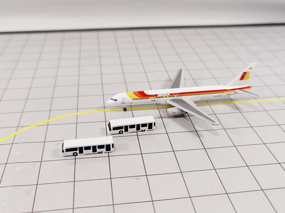 8x White Airport Bus Set GSE Ground Service Vehicle Models 1:500 Scale Scenery
