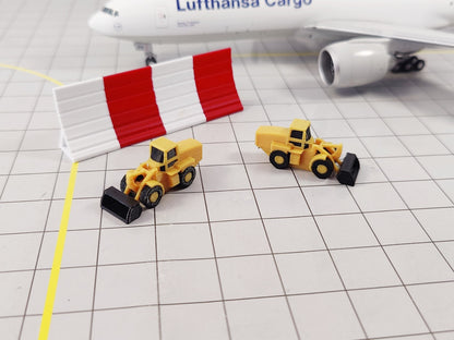 4x Front Loader Diggers Airport Construction Site GSE Scenery Models 1:200 Scale