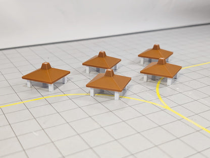 Tropical Airport Huts (x5) Kona Hawaii style Building 1:400 Scale Models Scenery