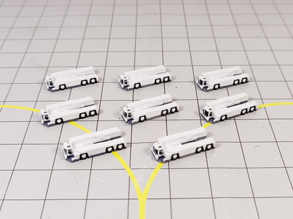 Aircraft Pushback Tugs (8x Twin Axle) Airport GSE White Models 1:400 Diorama
