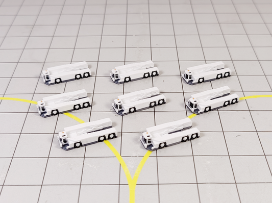 Aircraft Pushback Tugs (8x Twin Axle) Airport GSE White Models 1:400 Diorama