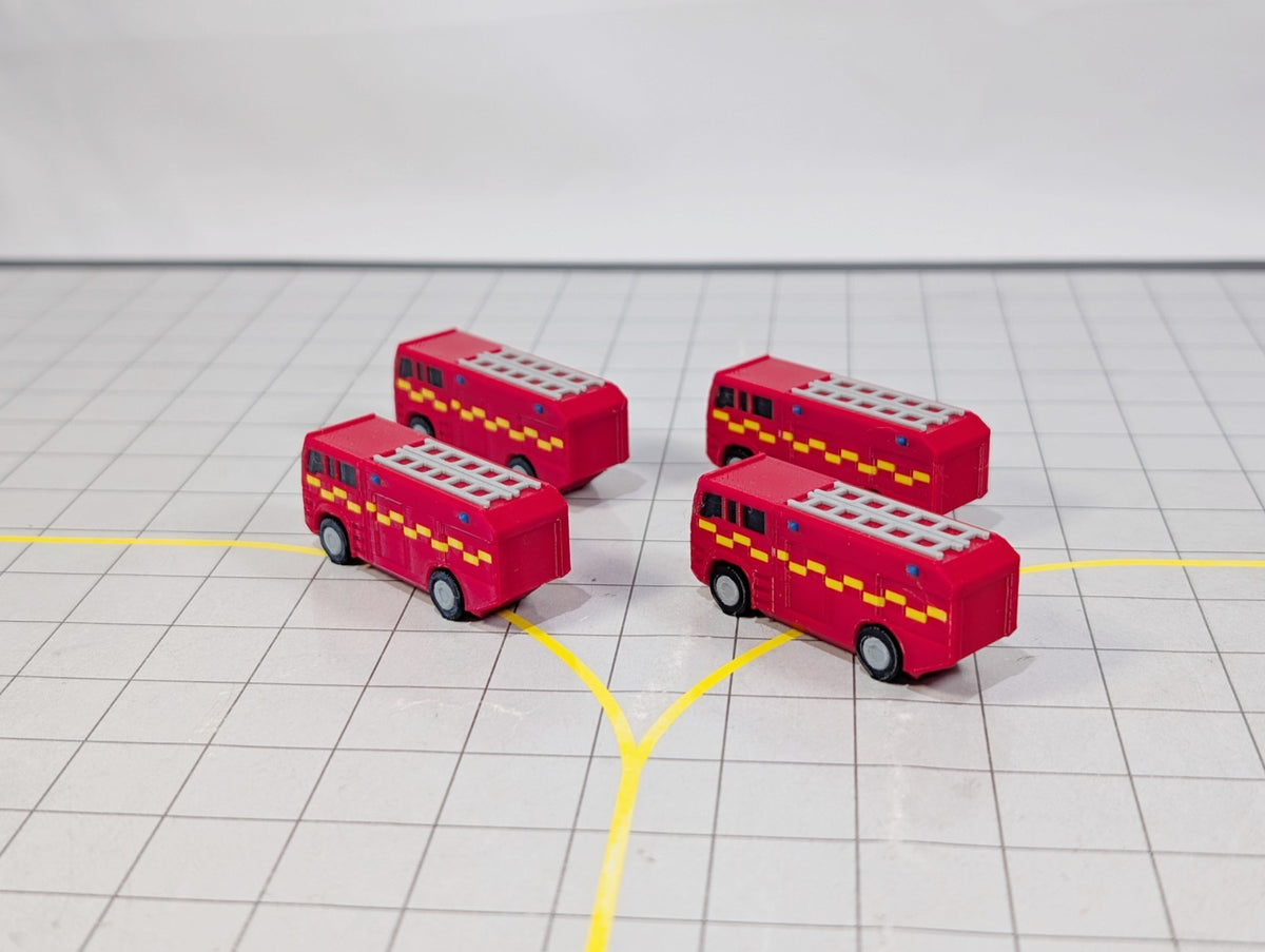 Fire Trucks (x4) Airport GSE Emergency Rescue MPRV Vehicles 1:200 Scale Scenery