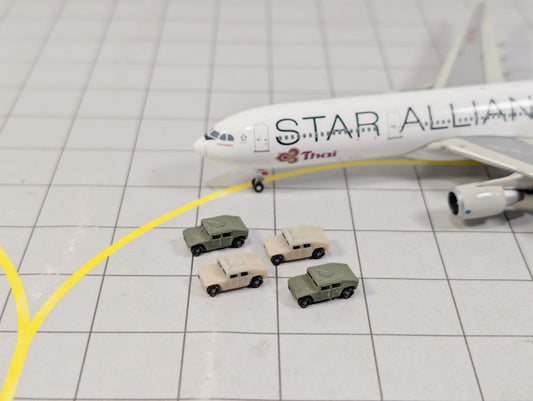 Military Humvee 4x4 Army Vehicles (x10) Airport GSE Vehicles 1:400 Scale Diorama